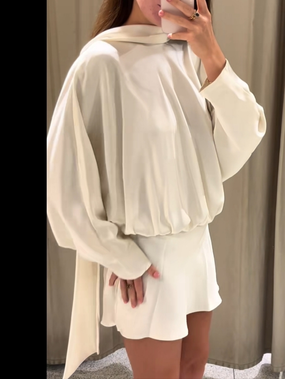 ZARA SCARF SATIN EFFECT SHORT DRESS SIZE XS - Picture 12 of 17